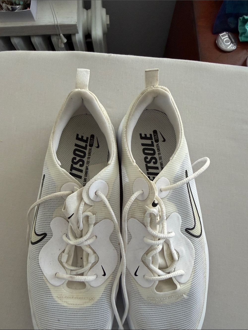 Nike White Mesh Lace-Up Golf Athletic Sneakers